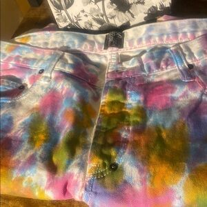 Vibrant Tie-Dye Jean Shorts